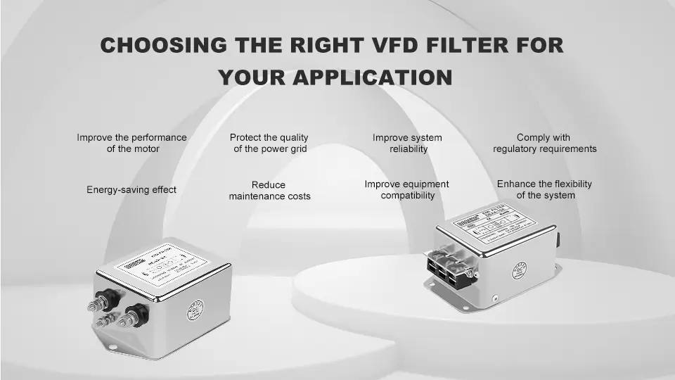 An infographic highlighting the benefits of choosing the right VFD filter for specific applications.